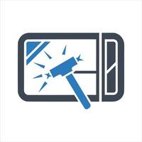 Emergency exit icon. Break the window icon vector