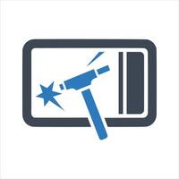 Break glass in case of emergency. Break the window icon vector