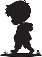 silhouette of a little boy walking vector