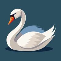 a white swan on a blue background vector