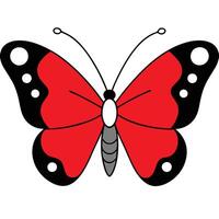 A red and black butterfly with black dots vector
