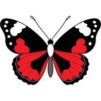 A red and black butterfly with black spots vector