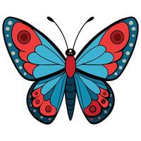 A colorful butterfly with red and blue wings vector