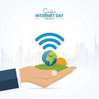 Safer Internet Day illustration banner on white background. vector