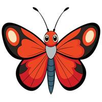 A cartoon red butterfly with black spots vector