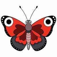A cartoon butterfly with big eyes and a red and black body vector