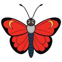 A cartoon red butterfly with black wings vector