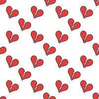 Red Broken Heart Loss colored design seamless pattern vector