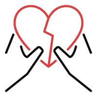 Broken Heart inside Hands Separation colored icon vector