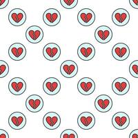 Circle with Red Broken Heart Romantic Disappointment creative seamless pattern vector
