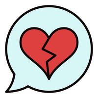 Speech Bubble with Red Broken Heart icon or Heartache colored symbol vector