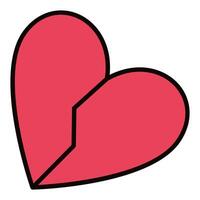Red Broken Heart Relationship End colored icon vector