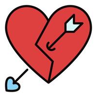 Red Broken Heart with Arrow Lost Affection colored icon vector
