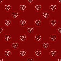 Broken Heart in Circle Breakup or Love Loss seamless pattern or Heartbreak background vector