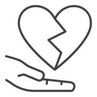 Broken Heart with Hand Emotional Struggle icon in line style vector