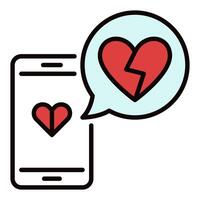 Phone and Broken Heart in Speech Bubble colored icon vector