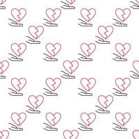 Broken Heart with Hand Emotional Struggle seamless pattern vector