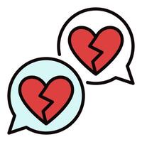 Speech Bubbles with Broken Hearts Romantic Struggle colored icon vector
