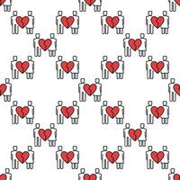 Boy and Girl with Broken Heart colored seamless pattern vector