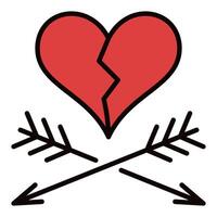 Broken Heart with Pair of Arrows Heart Broken colored icon vector