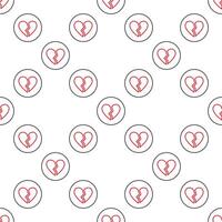 Circle with Broken Heart Romantic Disappointment line seamless pattern vector