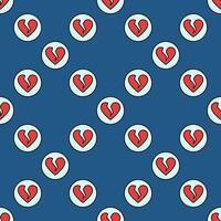 Red Broken Heart in Circle Breakup colored seamless pattern vector