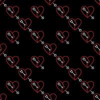 Broken Heart with Arrow Lost Affection seamless pattern vector