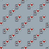 Phone and Broken Heart in Speech Bubble colored modern seamless pattern vector