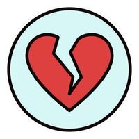 Red Broken Heart in Circle Breakup colored icon or Heartbreak logo element vector