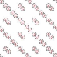 Broken Hearts in Speech Bubbles Romantic Struggle seamless pattern in line style vector