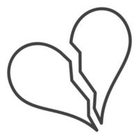 Broken Heart Despair and Loss linear design icon vector