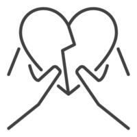 Hands with Broken Heart Separation minimalistic icon in outline style vector