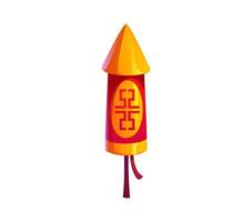 Bright firework rocket with a Chinese symbol vector