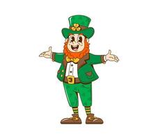 Cartoon retro groovy leprechaun dwarf character vector