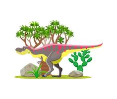Tarbosaurus prehistoric dino character in forest vector