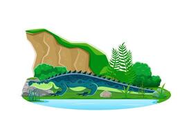 Sarcosuchus prehistoric dinosaur cartoon character vector