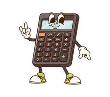 Groovy calculator school education retro character vector