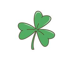 Cartoon retro groovy green shamrock clover leaf vector