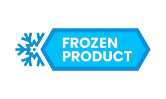 Frozen product label, snowflake ice on blue badge vector