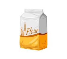 Flour packet with wheat ears spikelet on field vector