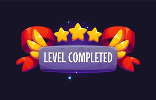 Level completed game asset icon, level up badge vector