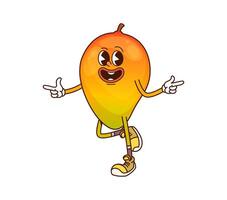 Cartoon funny groovy mango fruit retro character vector