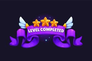 Game asset featuring a level completed badge icon vector