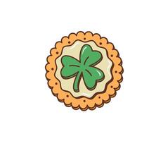 Cartoon retro groovy Irish shamrock clover cookie vector