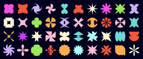Y2k brutalism shapes modern abstract forms set vector