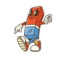 Groovy eraser school education retro character vector