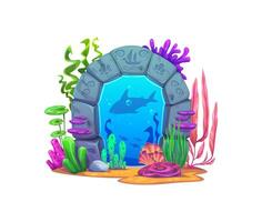 Magic game underwater portal crafted from stones vector