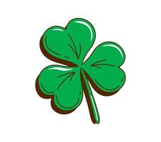 Cartoon retro groovy green shamrock clover leaf vector