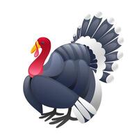 Illustration of a turkey, realistic in 3D style. vector