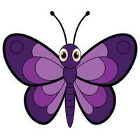A purple butterfly with large eyes and a large black and white vector